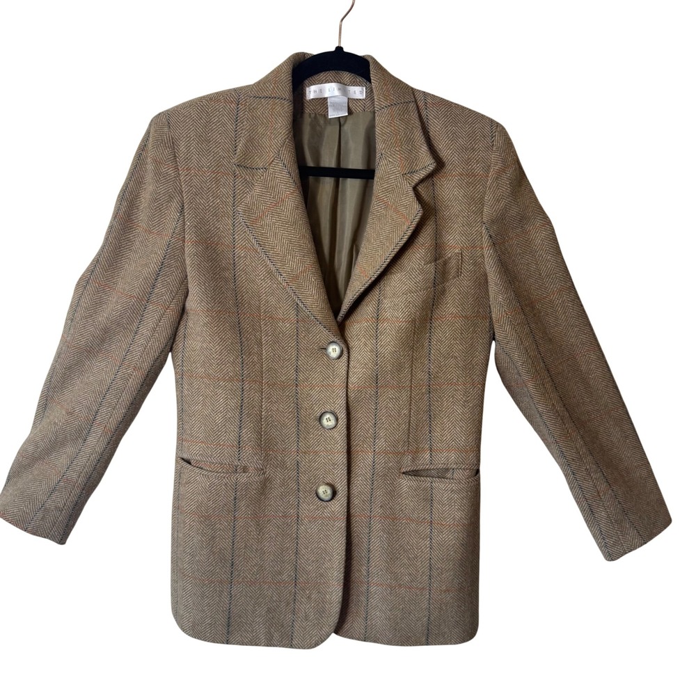VTG The Limited Wool Blend Herringbone Tweed Blazer Career Academia Size 6 - Picture 1 of 8